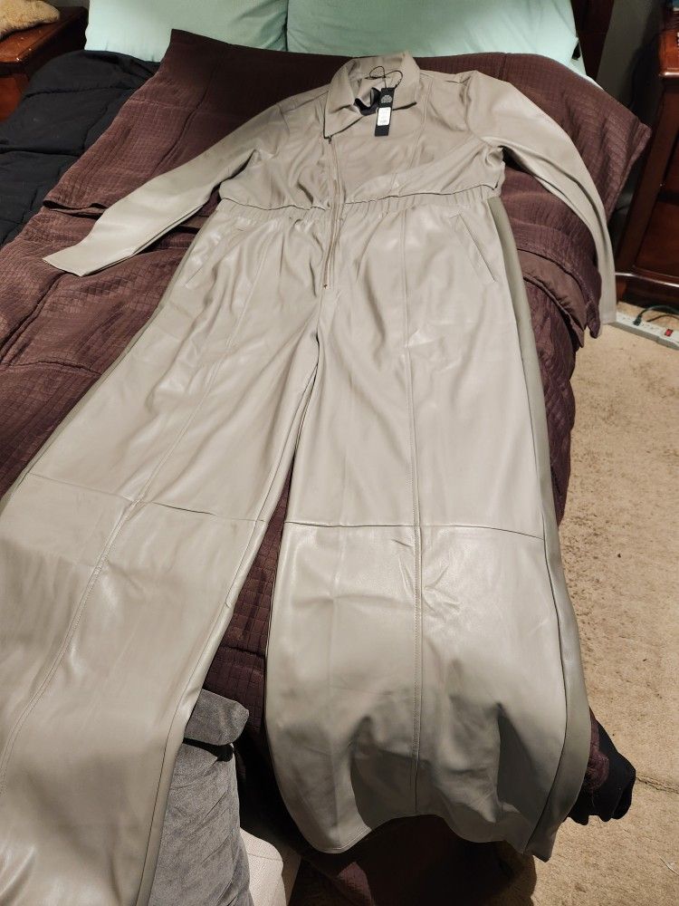 Faux Leather Jumpsuit