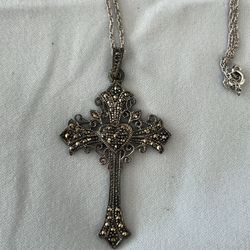 Sterling Silver Cross Necklace 18 Inch Chain