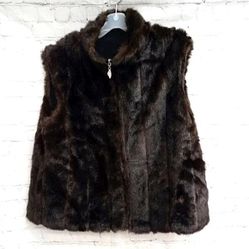 Isabellas journey brown faux mink like fur vest large extra short
