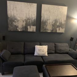 Living Room Set 4 Piece With Center Storage Table Ottoman 