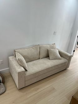 Fabric Loveseat Sofa with Throw Pillows