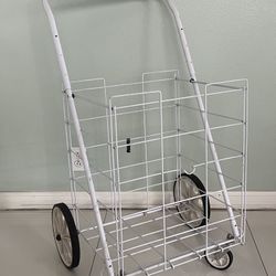 Shopping Cart with Swivel Wheels Foldable Collapsible Grocery Laundry Utility