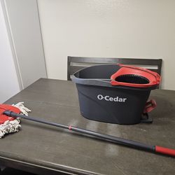 O-Cedar EasyWring Microfiber Spin Mop, Bucket Floor Cleaning System, Red, Gray, Standard