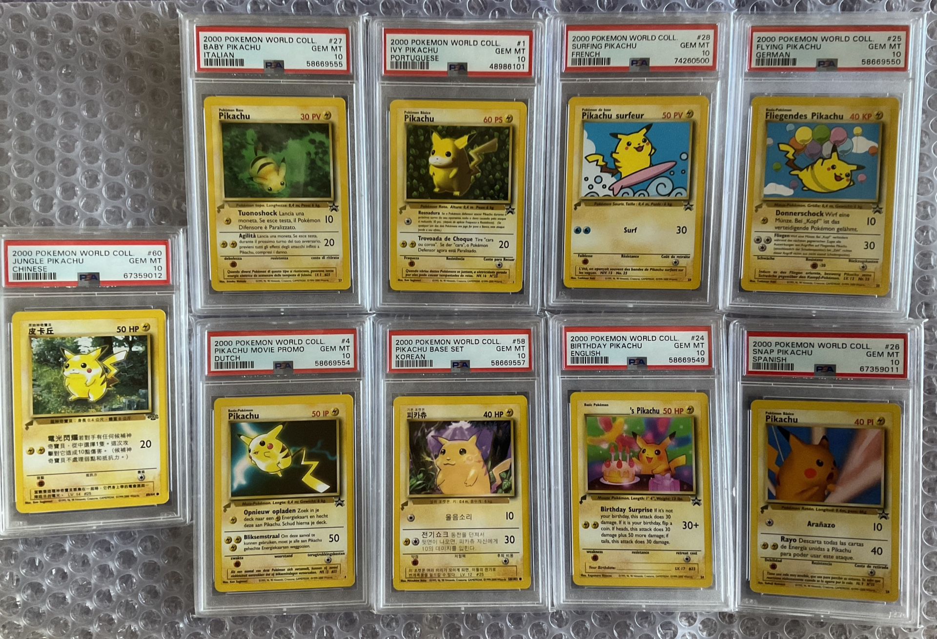 Pokemon Pikachu World Collection 2000 Complete 9 Set PSA 10