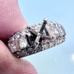💎 Genuine 2.40ct Plus Diamond Engagement Ring Mounting 14k White Gold