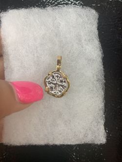 SALE Atocha silver coin pendant in gold bezel