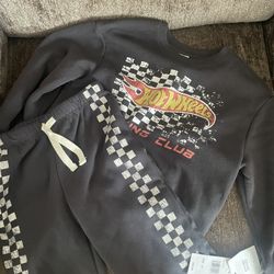 Hot Wheels 2 Piece Set Size 4T Black Racing Club Sweater Sweatpants
