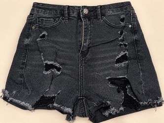 Shein Black Distressed Denim Cutoff Shorts