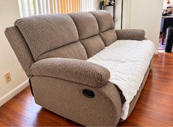 3-Seater Reclining Sofa – Brown/Beige