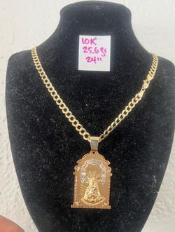 10K Solid Gold Chain and Pendant For Wedding 25.6Gr 24 Inches Long