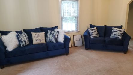 Sofa and Love Seat with decorative pillows