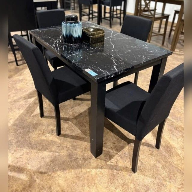 5 piece faux marble top dining table set