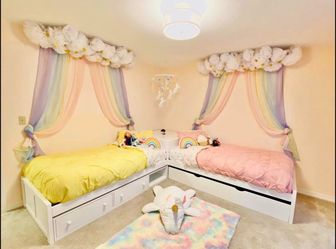 White Twin L-Shaped Panel Bed With Storage & Trundle