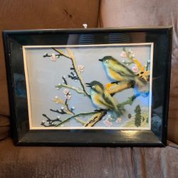 Amazing Shadow Box Framed Vintage Bird Wall Hanging