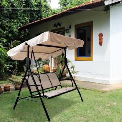 New 3-Person Outdoor Steel Patio Adjustable Canopy Porch Swing Chair