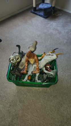 Basket of toy dinosaur