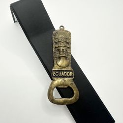 14kt Yellow Gold Filled Vintage "Ecuador"  Bottle Opener Quichua Face Pendant 4x1.5inch