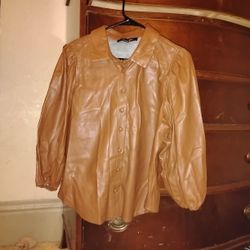 Vegan Leather Cropped Jacket Size Large