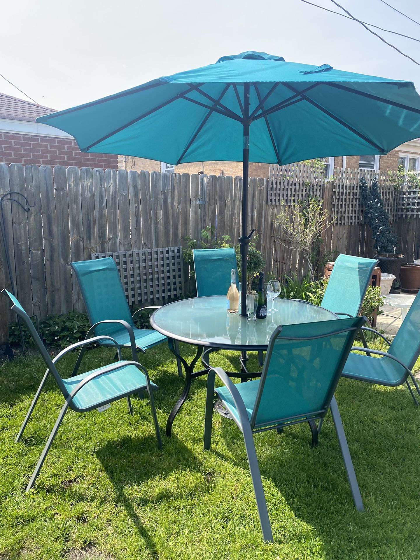 9 Piece Outdoor Patio Garden Dining Furniture Set For 6 People