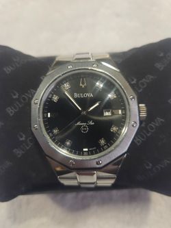 Bulova Marine Star 98D103 Diamond Dial Stainless Steel Watch Original Box