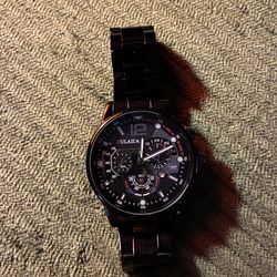 Black Metal Band Chronograph Watch