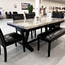 Discount Sale | Full Set Brand New Tanner Dining Table Chairs And Bench 