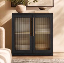 Black Cabinet with Fluted Glass Doors