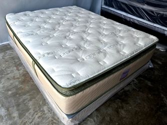 King Organic Elite Superior Hybrid Cool Gel Memory Foam Pillow Top 14inch Mattress