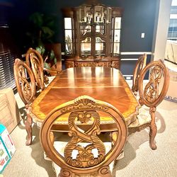 Dining Table Set with Chairs and China Cabinet