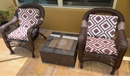 Wicker chairs and table