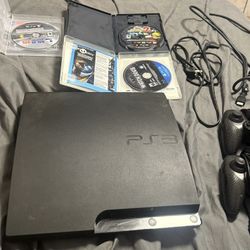 PS3 160gb Two Controllers 4 PS3 Games With Cables