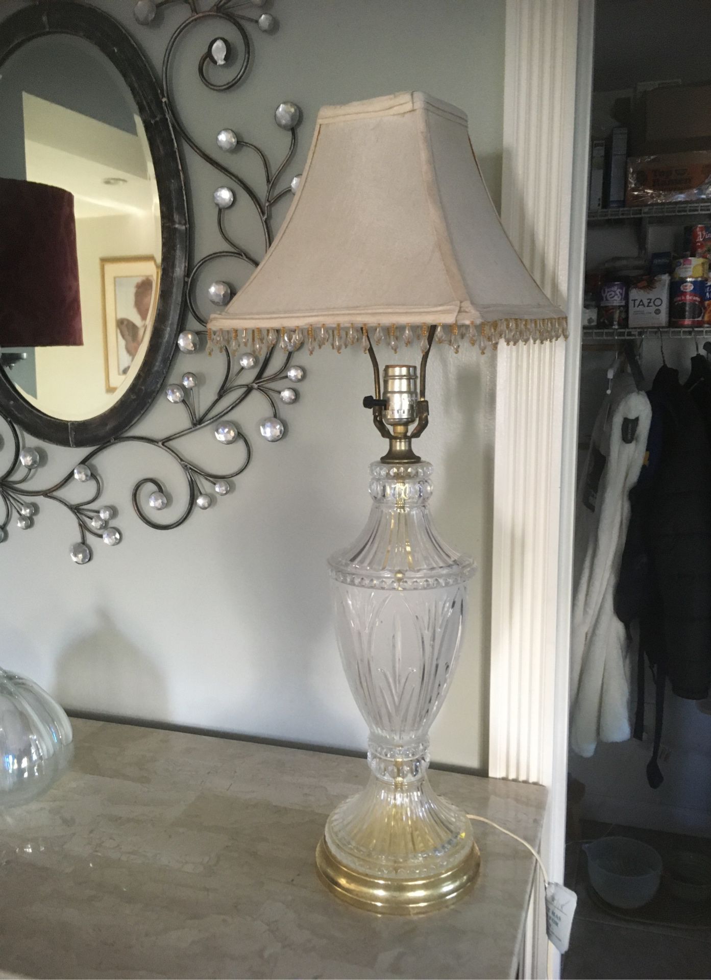 Gold and glass table lamp