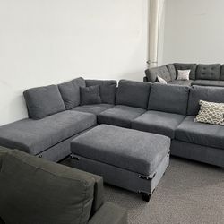 Sectional Sofa Set With Ottoman 