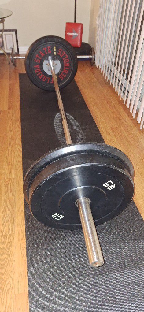 Bumper Plates And Barbell 185 LBS
