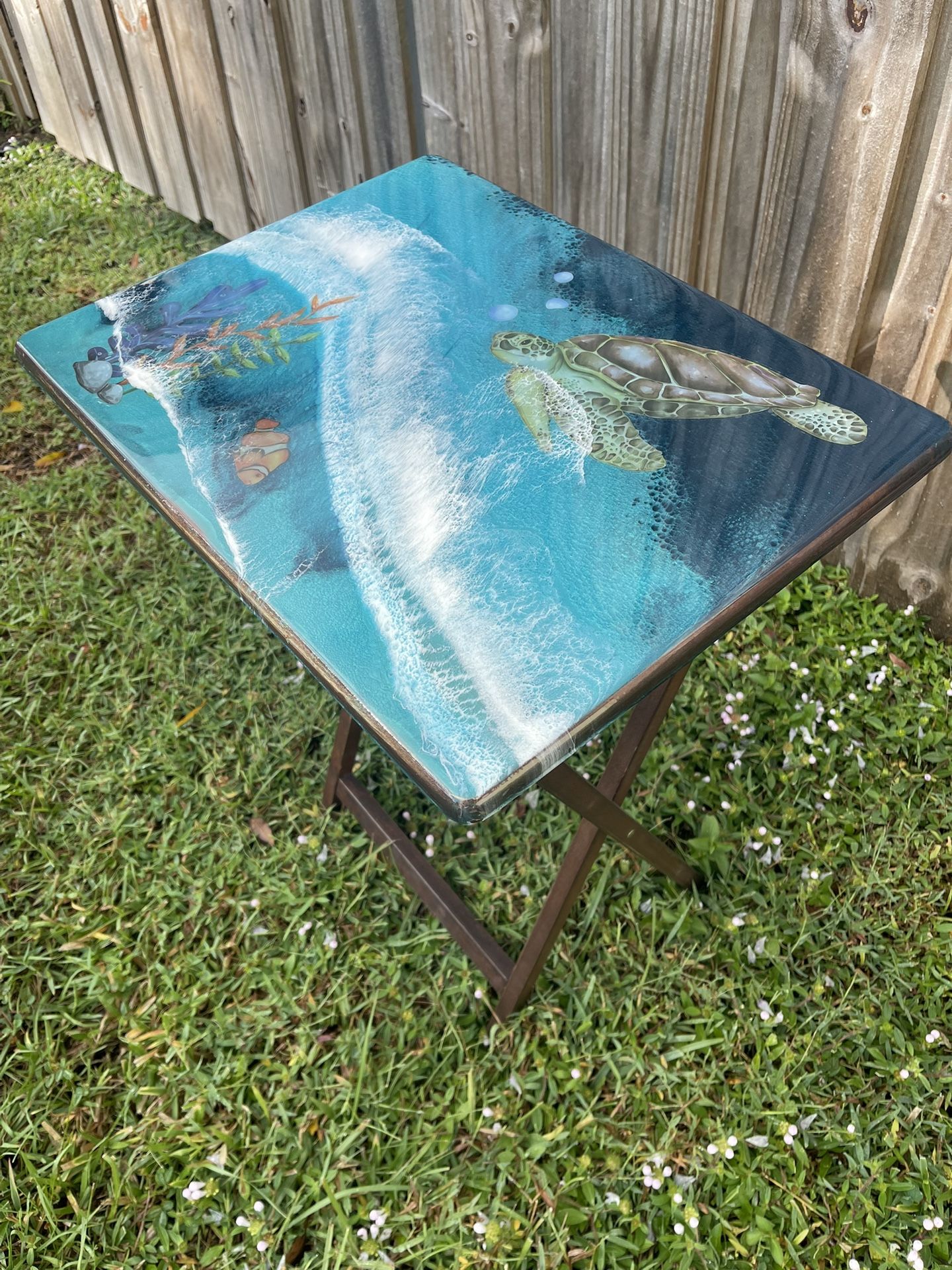 Resin Tv Tray table Sea Turtle