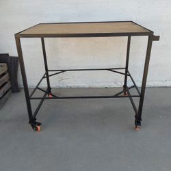 Large Metal Work Station Table on Wheels - $195