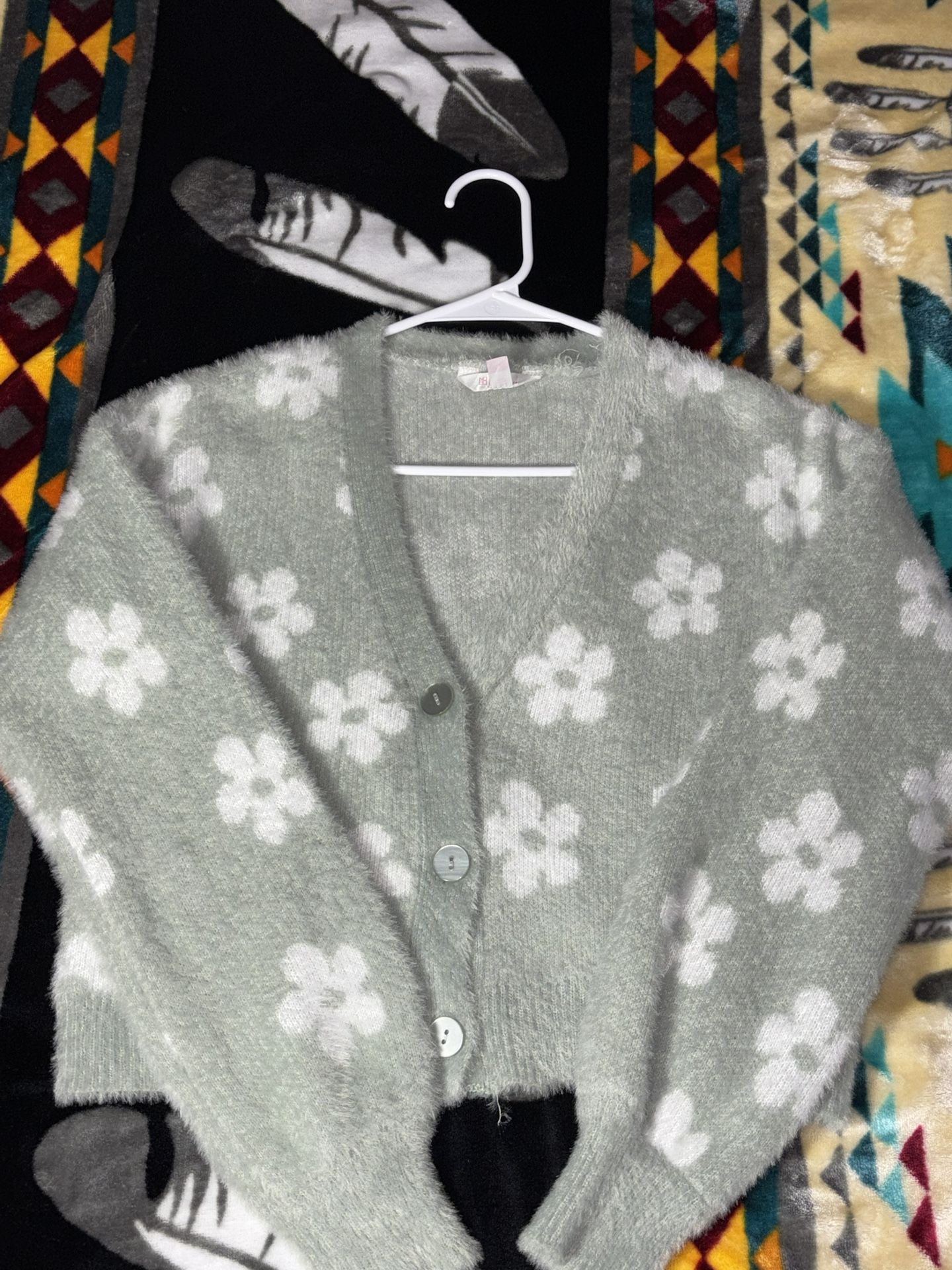 Fuzzy Green Cardigan