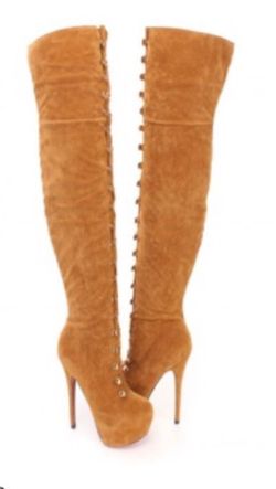 Size 8 faux suede stiletto boots thigh high