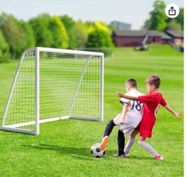 White soccer goals set