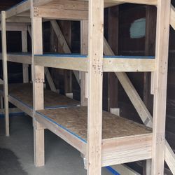 ALWAYS AVAILABLE. Delivery w/ Setup. New, Handbuilt Storage Shelves / Rack for Garage, Steel Building, & Pole Barn