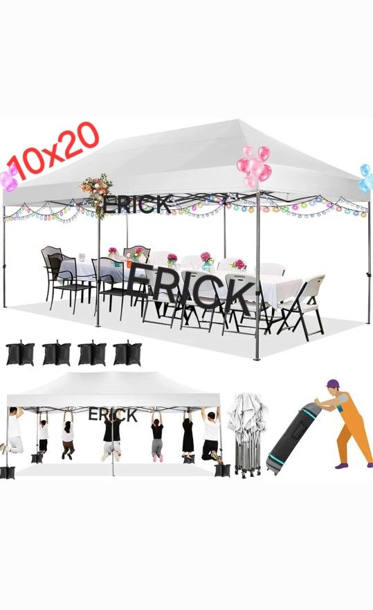 10x20 Heavy Duty Pop up Canopy Tent Easy Up Commercial Outdoor Canopy Wedding Party Tents for Parties All Season Wind Waterproof Gazebo