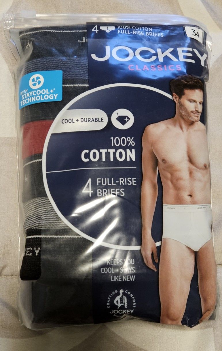 Jockey Classics 4 Full-Rise Briefs Size 34