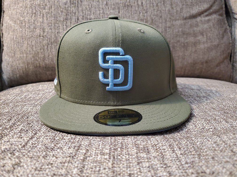 Olive Green San Diego Padres Icy Blue Bottom Fitted Hat - SIZE 7