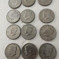 12 Kennedy Half Dollars Coin 