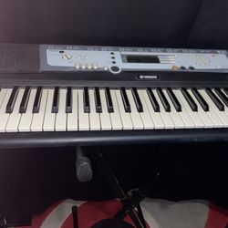 Yamaha keyboard. Comes with the stand as well. You can use it with batteries or with an Dc in 12v. You can also plug in phones. It is an PSR E213. You