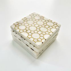 White & Gold Marble Coasters (set of 4)