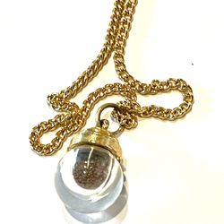 vintage 24” Gold Tone  mustard seed necklace 