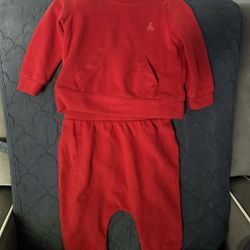 Baby GAP Red Velour Outfit 