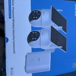 AOSU Security Cameras Outdoor Wireless, 2 Cam-Kit, No Subscription, Solar-Powered, Home Security Cameras System with 360° Pan & Tilt, Auto Tracking, 2