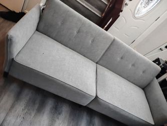 Gray Tufted Fabric Loveseat Sofa